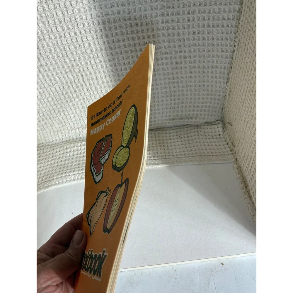 Vintage 1980 Homemakers Schools Happy Cooker Cookbook OS Orange
